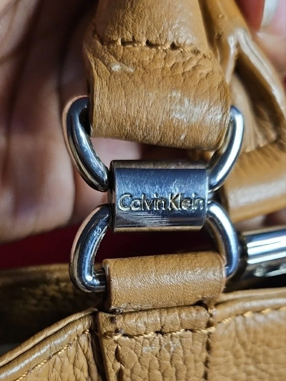 Calvin Klein Caramel Tan Leather Shoulder Bag